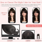 Hairro Mono Hair Toppers with Bangs, 3.4" x 3.4" Mono Base 100% Real Human Hairpieces for Women, 150% Density Clips In Topper for Greyish Thinning Hair, 10 Inch Natural Black