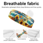 Sunflower Beach Turtle Headbands for Women, Men Elastic Soft Hair Bands for Workout, Yoga, Running, Fitness