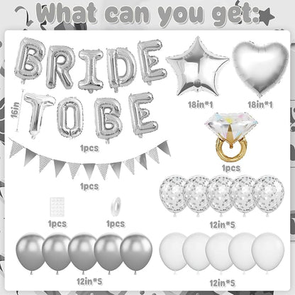 Dagelar Silver Bachelorette Party Decorations, Bride To Be Bridal Shower - Image 2