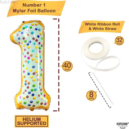 KatchOn Number 1 Donut Balloon 40 Inch Sweet One Birthday Party Decorations | - Image 4
