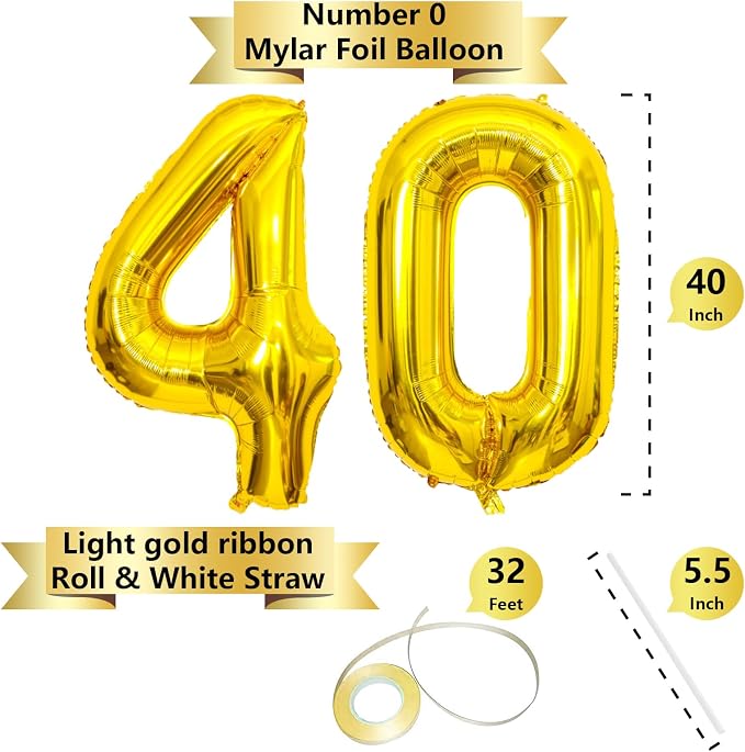 Gold Number Balloons Birthday Balloons - Image 2