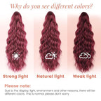 Ponytail Extension, 18 Inch Claw Clip Ponytail Extensions Wavy Ponytail Hair Extension for Women Fluffy Natural Synthetic Jaw Clip on Pony Tails Hairpiece for Daily Use (Wine Red)