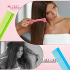 Leinuosen 3 Pack Rat Tail Combs Fine Tooth Parting Tip for Women Carbon Fiber Heat Resistant Anti Static Teasing for Back Combing Root Teasing Adding Volume Evening Styling(Green, Pink, Blue)