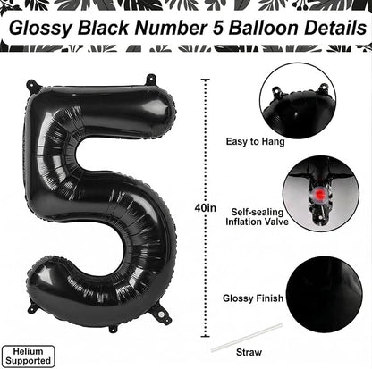 Black Number 15 Balloon 40 Inch, Foil Numeral - Image 4