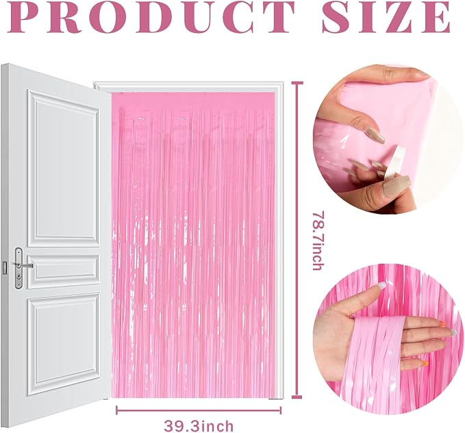 5 Pack Backdrop Party Decorations Pink Tinsel Curtain Party Backdrop Foil - Image 7