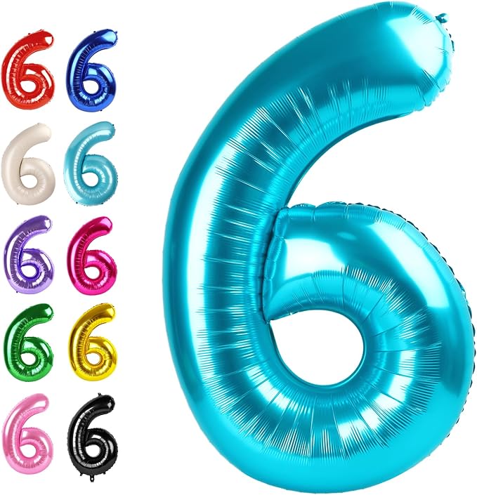 Blue Number 6 Balloon 40 inch, Balloon numbers party supplies, deco photo shoot by Upgesy
