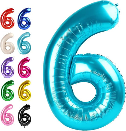 Blue Number 6 Balloon 40 inch, Balloon numbers party supplies, deco photo shoot by Upgesy