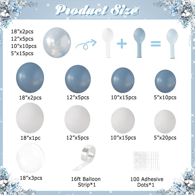 Dusty Blue Balloon Arch Kit 108Pcs Double Stuffed Balloons Garland Including - Image 3