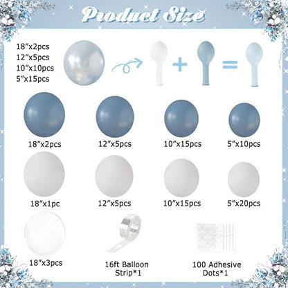 Dusty Blue Balloon Arch Kit 108Pcs Double Stuffed Balloons Garland Including - Image 3