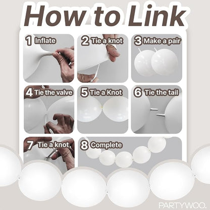 PartyWoo White Linking Balloons 100pcs 12 Inch White Link Balloons | - Image 5