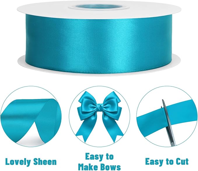 KINGLAKE Teal Satin Ribbon - Image 3