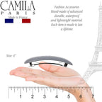Camila Paris CP3439 French Hair Barrette Clip for Girls, Rubberized Automatic Clasp Strong Hold Grip Hair Clips for Women, No Slip and Durable Styling Girls Hair Accessories, Made in France (Gray)