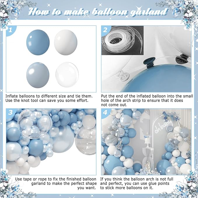 Dusty Blue Balloon Arch Kit 108Pcs Double Stuffed Balloons Garland Including - Image 6