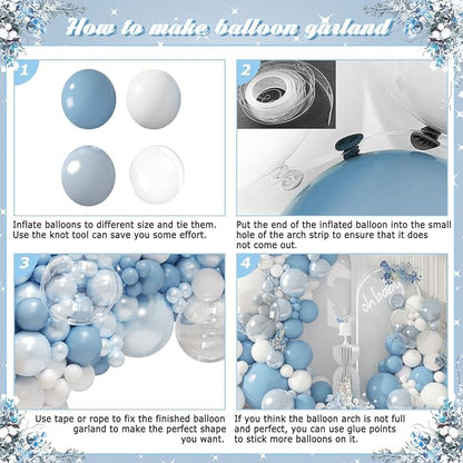 Dusty Blue Balloon Arch Kit 108Pcs Double Stuffed Balloons Garland Including - Image 6