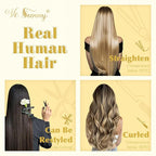 Ve Sunny 24 inch Clip in Hair Extensions Ash Grey Balayage Platinum Blonde Human Hair Clip in Extensions Straight Ombre Full Head Hair Remy Human Hair 7pcs 120g