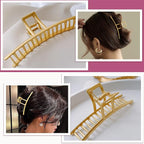 AIBEE Large Metal Hair Claw Clips - 4pcs Nonslip Big Gold Hair Clamps with Strong Hold for Thick and Thin Hair for Women and Girls