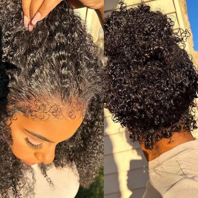 250% Density Deep Wave Human Hair Wig 13x6 Mongolian Lace Front Deep Curly Lace Front Wigs Human Hair Pre Plucked Deep Wave Frontal wig For Black Women Full And Thick (32 Inch, 13x6 Wig)