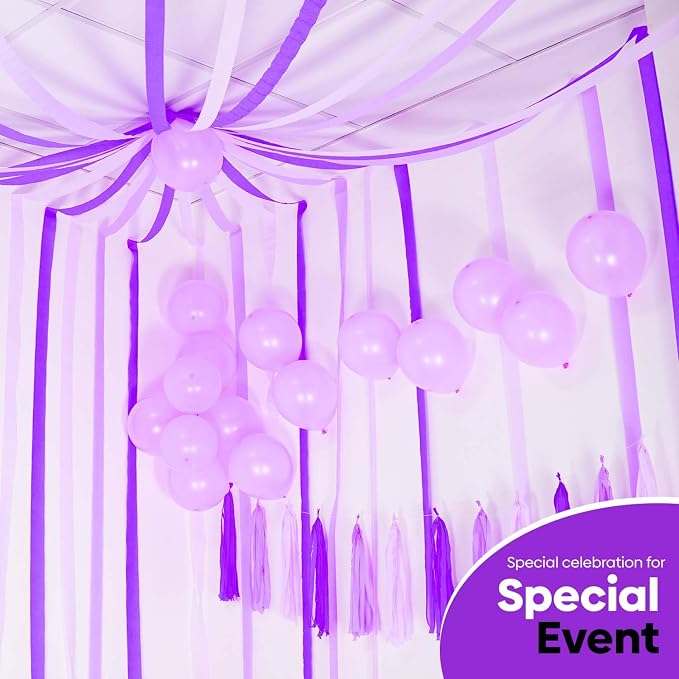 8 Purple Streamers with White, 656ft Pack of Crepe Paper Party Decorations | - Image 7