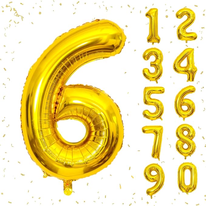 40 Inch Gold Number Balloons, Helium Mylar Foil Number Balloons by Unknown