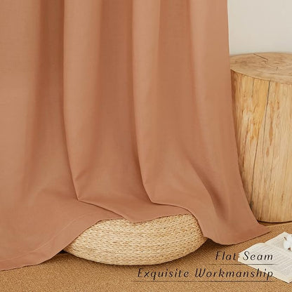 NICETOWN Thick Linen Burnt Orange Curtains 63 inches Long, Grommet Linen Weave - Image 7