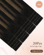 GOO GOO Invisi Edge Tape in Hair Extensions Human Hair, 1B/6/1B Balayage Natural Black to Chestnut Brown, 20pcs 20inch 50g, Virgin Remy Hair, Seamless Injected Tape, Natural Look