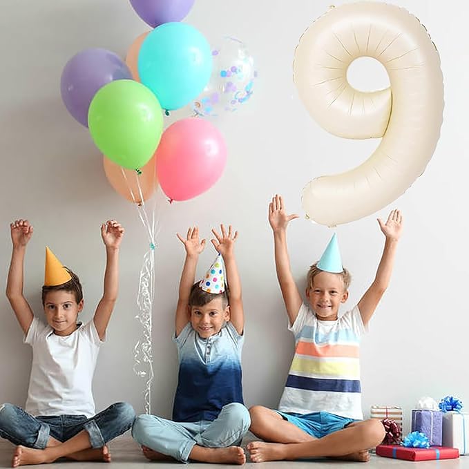40 inch Cream White Number Balloon Giant Foil Helium Balloons Beige Number 5 - Image 7