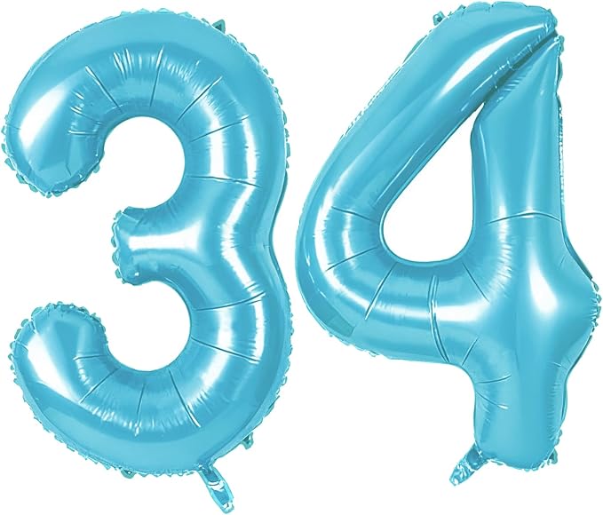 Number 34 Balloons for 34th Birthday Party Decorations, 0-100 Large No.34 by Joycard