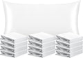 NTBAY 12 Pack Satin King Pillowcases for Hair and Skin, Luxurious and Silky Pillow Cases with Envelope Closure, 20 x 36 Inches, White