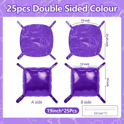 NISOCY 25PCS Metallic Purple Square Foil Balloons Wall Backdrop | Double Sided - Image 2