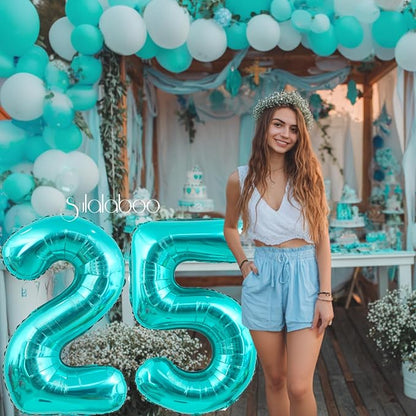40 Inch Big Teal Blue Number 25 Foil 0-9 Mylar Helium Balloons | Large Digital - Image 5