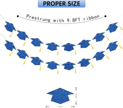 Graduation Decorations Class of 2026 Blue Graduation Cap Banner - Image 4