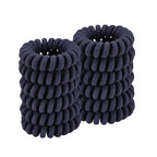 Spiral Coil Hair Ties for Thick, Ponytail Holders (Navy Cloth, 12 Pcs) - No Crease Phone Cord Hair Ties for All Hair Types