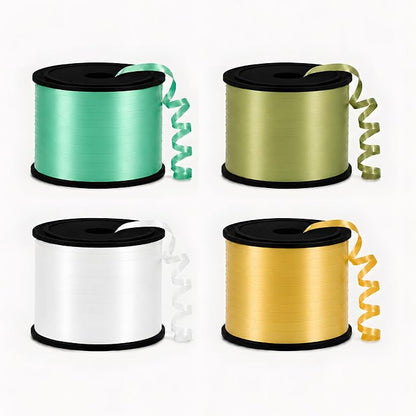 BEISHIDA 4 Pack 100 Yard Green Gold Curling Crimped Ribbon Balloon String by Beishida