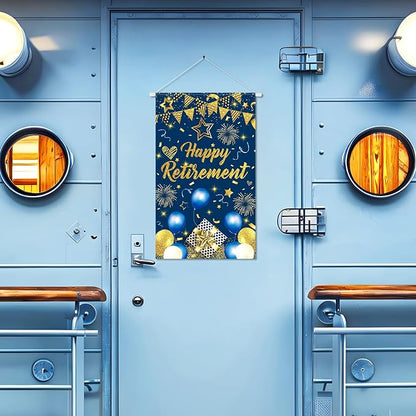 Blue Gold Retirement Door Banner Decorations Happy Retirement Party Small - Image 6