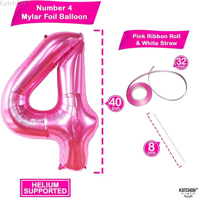 KatchOn Hot Pink 4 Balloon Number - Image 2