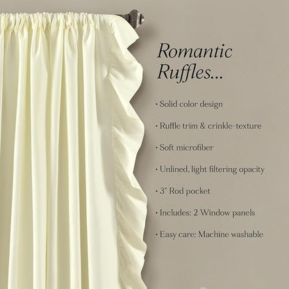 Lush Decor Reyna Ruffle Window Curtain Panel Set, Ivory - Image 7