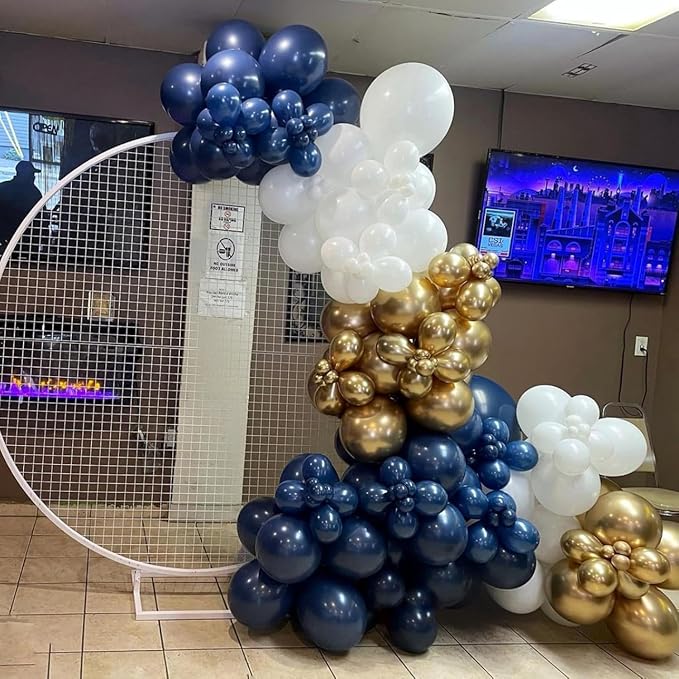 Blue and Gold Balloon Arch Kit, Different Size Balloons - Image 4