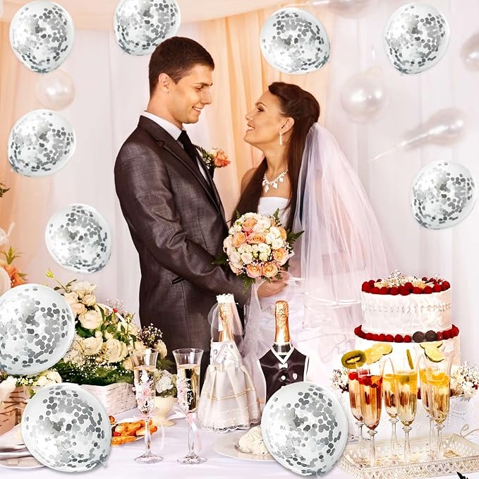 Silver Confetti Balloons - Image 5