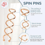 FANDAMEI 50PCS Spiral Hair Pins, Spin Pins Spiral Bobby Pins for Girls, Women and Kids, Non-Scratch Round Clip & Bun Twist, Stylish Bun Bobby Pins, Premium Spin Pins for Hair, Rose Gold