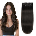 XDhair Clip in Hair Extensions Real Human Hair 16 Inch 100g Natural Straight Human Hair Clip in Extensions for Woman Double Weft #1B