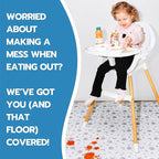 60 Pack Disposable Splat Mats by Eli with Love - Extra Large 49"x49" 100% Waterproof Baby Splat Mat for Under High Chair - Plastic Mat Liner for Floor - Protect from Spills (Moon & Stars, 60 Pack)