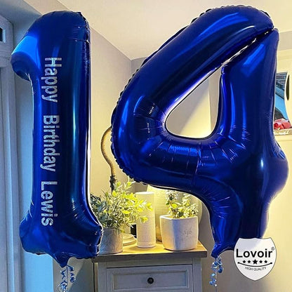 Navy Blue 14 Number Balloons, 40 Inch Giant Number 14 Balloons Foil Mylar - Image 4