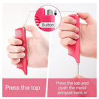 RHOS Retractable Fine Tooth Comb for Hair Parting, Styling, Cutting and Braiding - Carbon and Stainless Steel Pin Tail Comb (Pink)