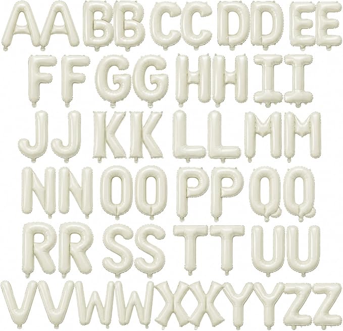 52 Pcs Cream Letter Balloons 16 Inch Mylar Foil Alphabet Letters 2 Sets A- Z by Togvu