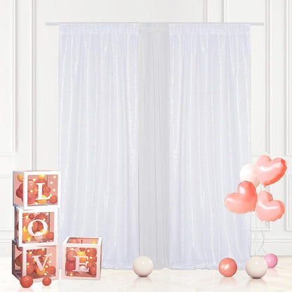 Eternal Beauty White Sequin Backdrop Curtains, 4 Panels 2x8FT | 3mm Sparkle - Image 3