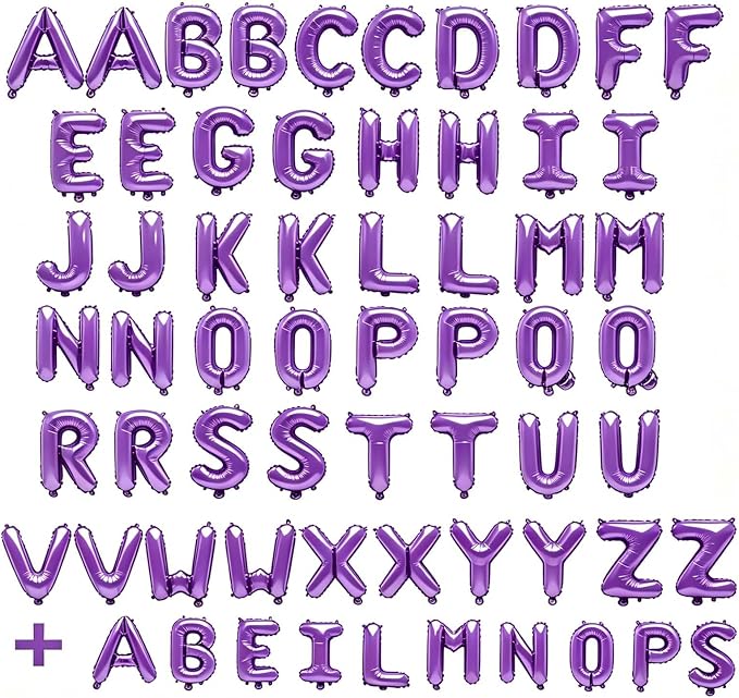 62 Pcs Purple Letter Balloons, Custom 2 Set A-Z Set - Image 2
