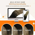 Full Shine Clip in Human Hair Extensions 20 Inch Black with Light Brown Highlights Blonde Seamless Clip ins for Women PU Weft Remy Hair Thick Ends 8 PCS 120G