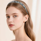 Acetate Hairbands for Women - Non-Slip Thin Headbands with Teeth, Eyewear-Friendly Design, 90s Retro Hair Accessories, No Pressure & No Headache Sunglasses Headband (Blue Marble)