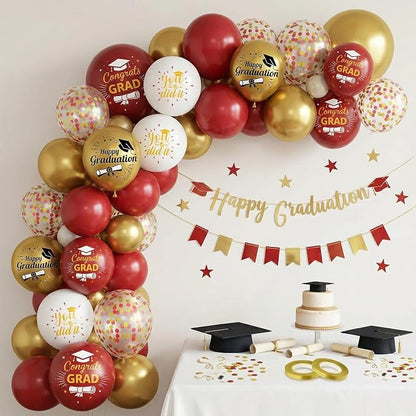 Graduation Balloons, Metallic Gold Confetti Latex Balloons, College High School - Image 4