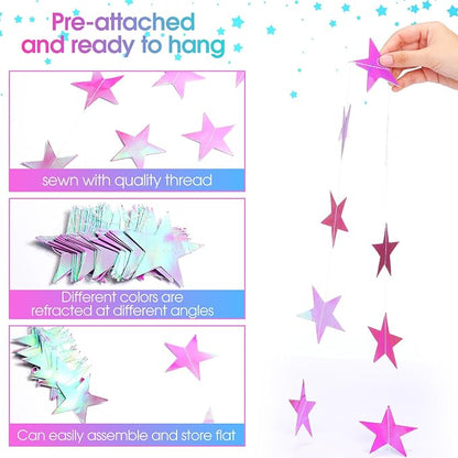 Patelai Glitter Star Garland Banner 2026 Graduation Decor 130 Feet Star Hanging - Image 3